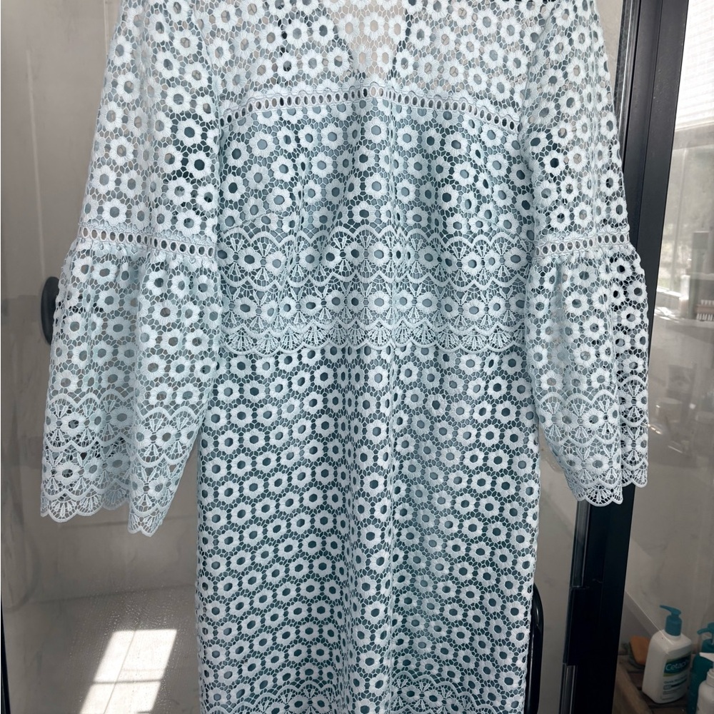 Light Blue Lace Midi Dress - Women